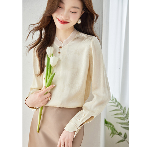 Already shipped 2024 spring and autumn new Chinese style shirt long-sleeved chiffon shirt for women