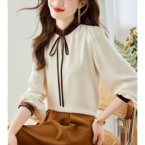 Already shipped, real shot 2024 autumn new long-sleeved shirt, versatile niche light luxury French design shirt