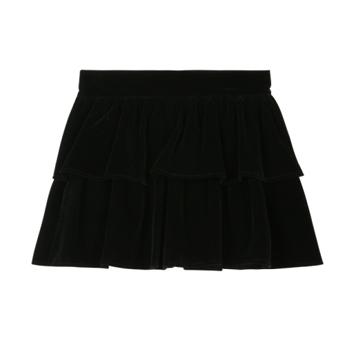 Official Photo Black Velvet Cake Skirt Women's Autumn and Winter High Waist A-Line Puff Skirt 2024 New Style