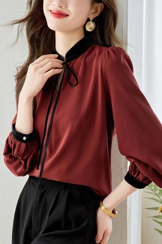 Already shipped, real shot 2024 autumn new long-sleeved shirt, versatile niche light luxury French design shirt