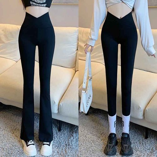 Real shot ~ Cross Yoga Leggings Shark Pants Women's Outer Wear Summer Belly Controlling Butt Lifting Nine-Point Barbie Flare Pants