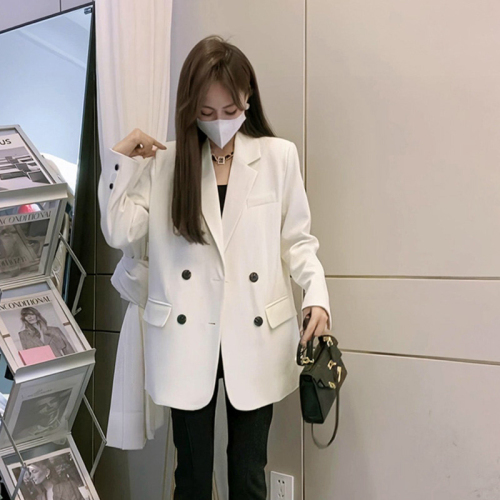 Milky white suit jacket for women 2024 spring and autumn new Korean style versatile high-end design Internet celebrity hot street suit trend