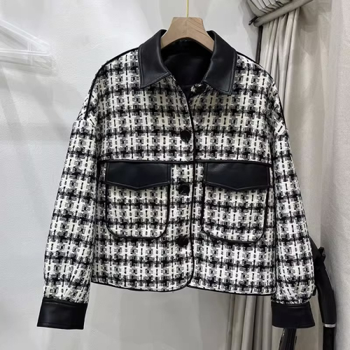 Houndstooth small fragrant style short coat for women, spring and autumn new design, socialite high-end temperament chic top