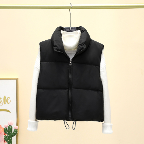 2024 new autumn and winter versatile Korean style gentle thickened stand-up collar waistcoat zipper vest top jacket for women