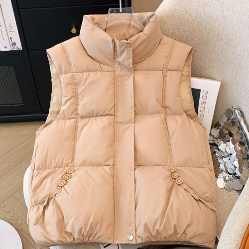 Real shot of large size women's clothing 2024 new trendy autumn and winter women's cotton vest women's casual warm waistcoat vest