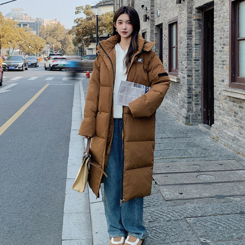 Down jacket for women 2024 new winter Korean college style mid-length cotton jacket for women long knee-high cotton jacket thickened