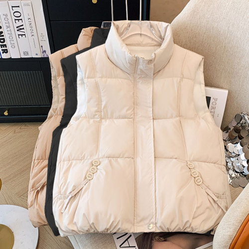 Real shot of large size women's clothing 2024 new trendy autumn and winter women's cotton vest women's casual warm waistcoat vest