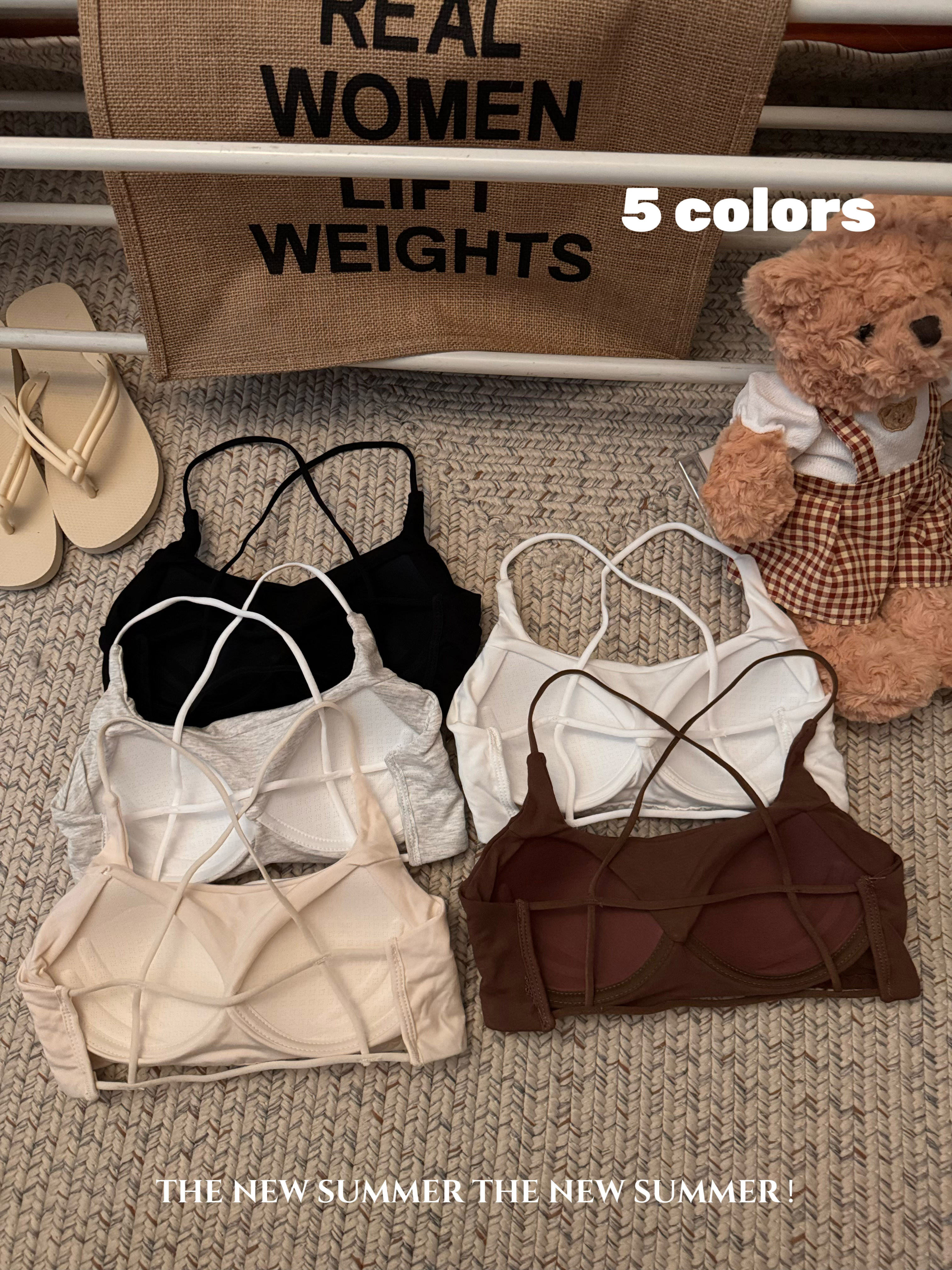 Real shot of summer camisole sports wrap chest fixed cup bra beautiful back anti-exposure tube top for women