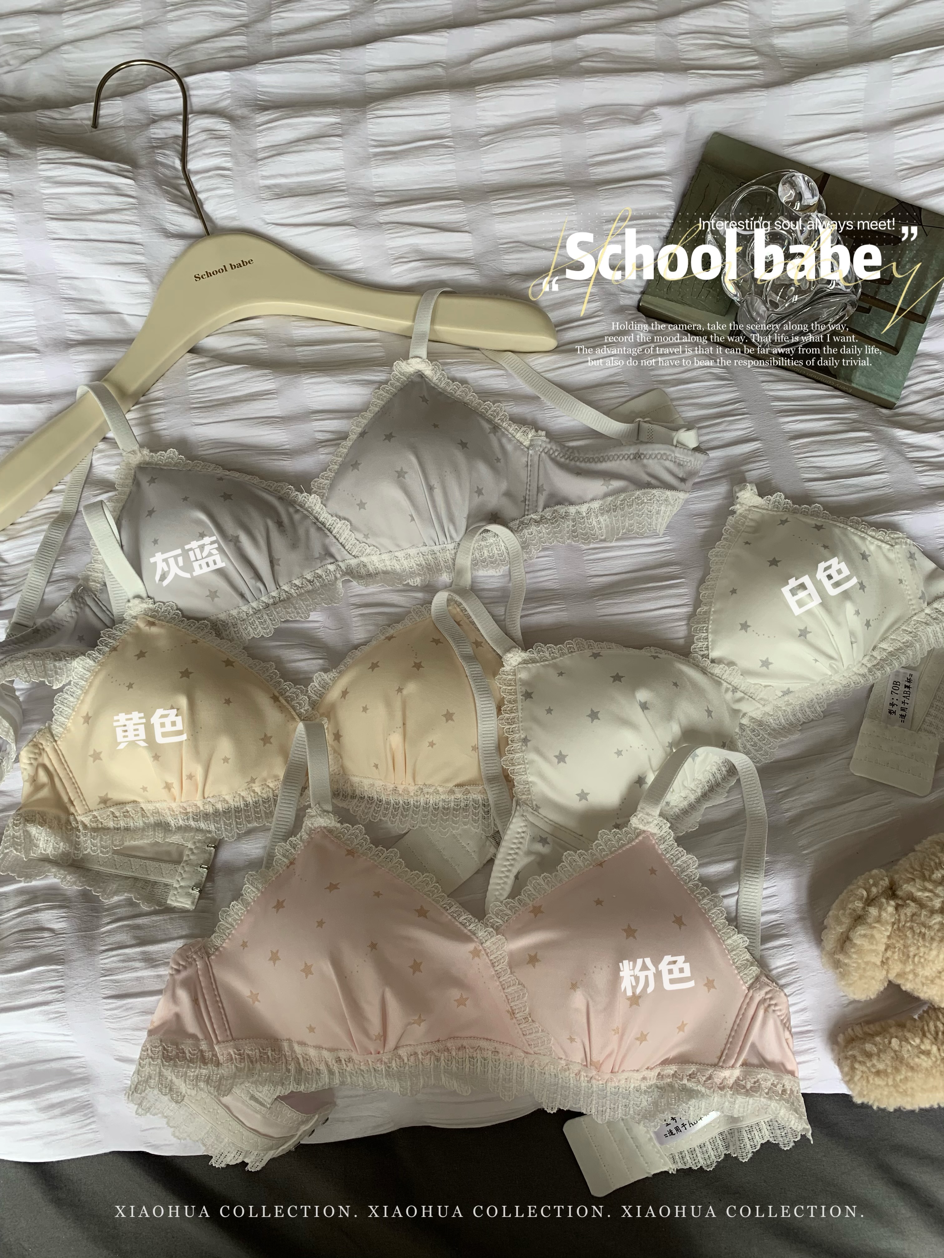 Real shot of lace girl's non-wired sports bra with big breasts and small back, push-up suspender bra