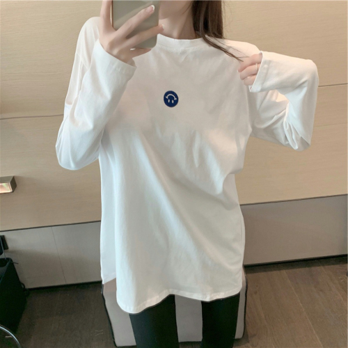 Fashionable ultra-hot thin autumn Korean version loose embroidered long-sleeved T-shirt for female students with bottoming shirt top ins trend