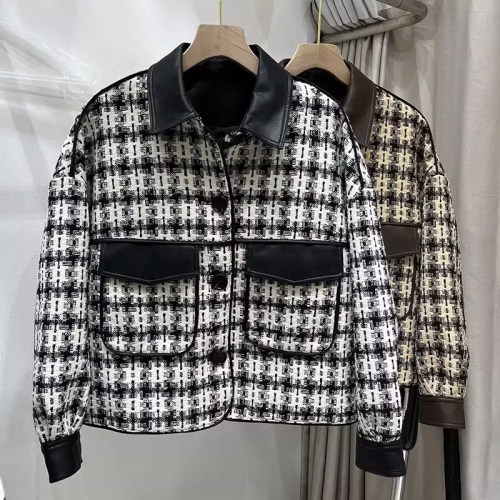 Houndstooth small fragrant style short coat for women, spring and autumn new design, socialite high-end temperament chic top