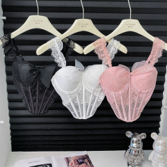 Actual price~Pure desire inner lace sexy bow with breast pad suspenders sweet and spicy outer tube top
