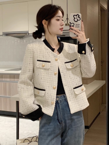 French style small fragrant jacket for women 2024 new Korean style spring and autumn high-end short tops for ladies and gentlemen