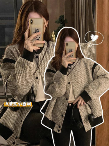 Bomber jacket short spring and autumn cold style lazy style baseball uniform chic early spring coat for women