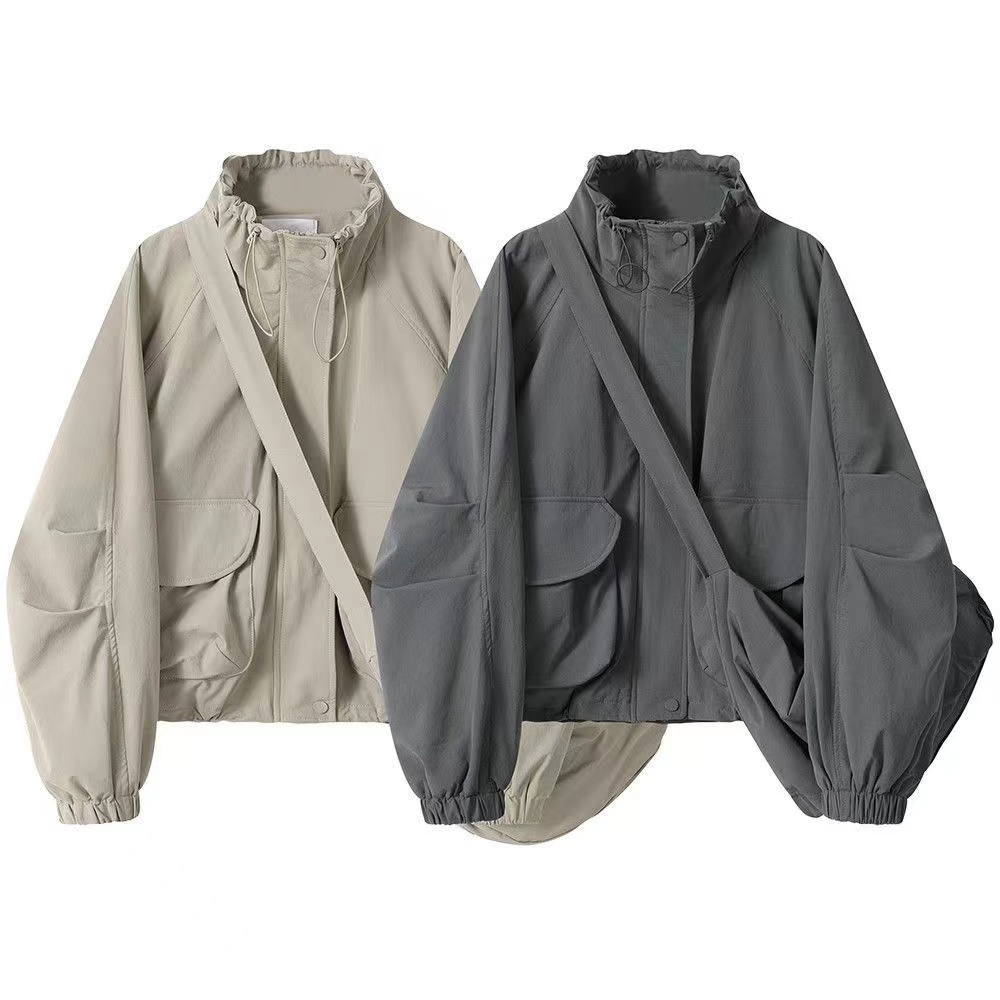 Large size design sense jacket women's autumn fat mm loose retro workwear sports casual jacket top