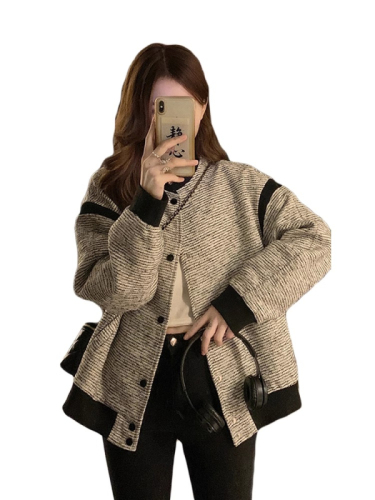 Bomber jacket short spring and autumn cold style lazy style baseball uniform chic early spring coat for women