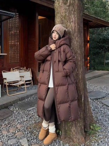 Korean style hooded down jacket, light and luxurious, loose and warm, cold-resistant winter fashionable down jacket