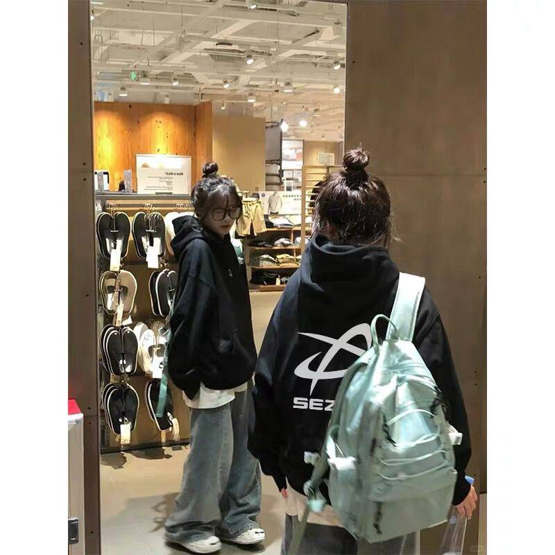 Wool cotton surface Chinese cotton composite milk silk 300g silver fox velvet super soft 400g front and back printed hooded sweatshirt for women