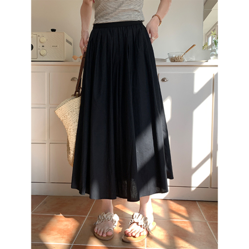 Real shot of summer Korean style casual skirt women's 2024 new high-waist slimming temperament long skirt