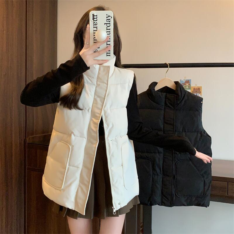 Real shot of down cotton vest for women in autumn and winter new fashion fashion outer vest thickened waistcoat