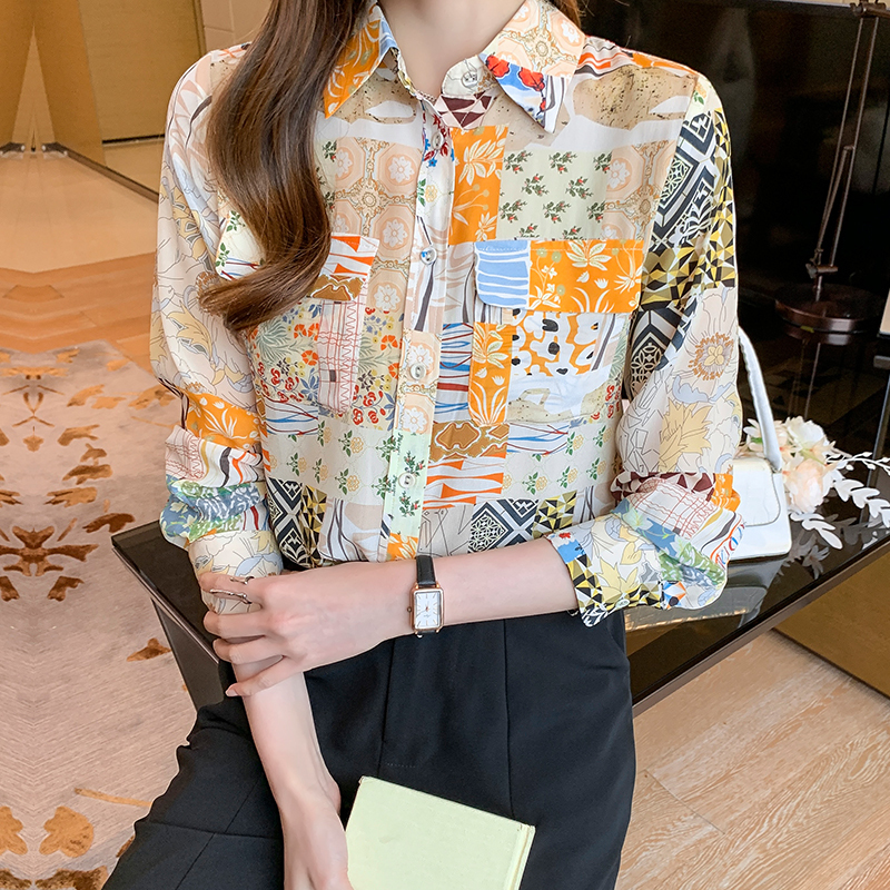 實拍花色真絲襯衫女2024新款長袖設計感時尚通勤氣質桑蠶絲上衣潮
