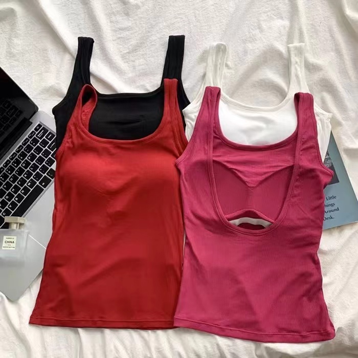 Sexy hot girl beautiful back bra all-in-one vest suspender belt breast pad summer outer wear racer sports sleeveless top