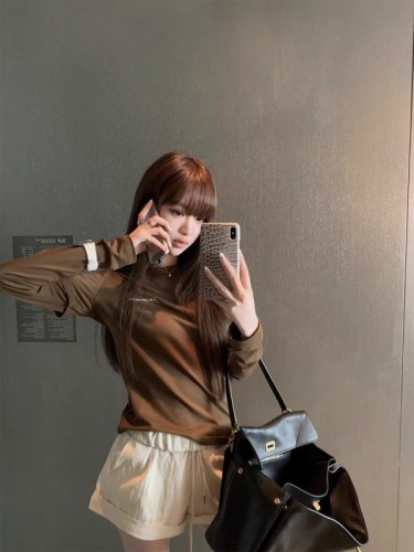 Good morning Fanfan cool chest embroidery fake two-piece long-sleeved long-sleeved women's summer fashionable slim versatile T-shirt top