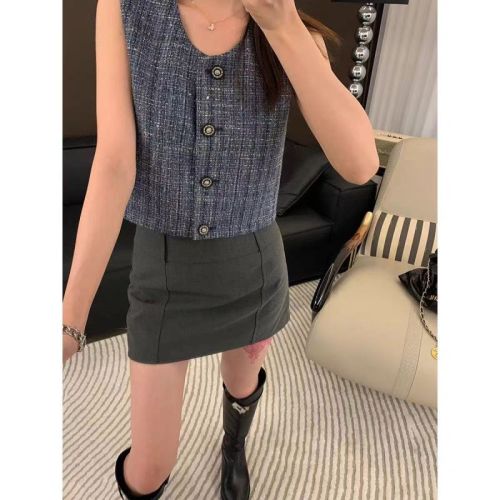 XXOOSSOO Beloved Xiaoxiang Textured Full Braided Xiaoxiang Sleeveless Round Neck Vest Vest