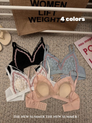 Real shot of summer wire-free comfortable breathable underwear for women without trace small breasts push-up anti-sagging bra