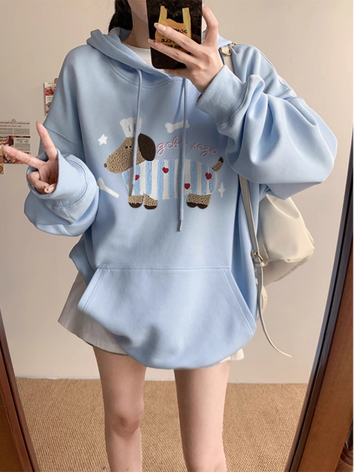 Fully matte and non-pilling imitation cotton Chinese cotton composite milk silk 310g silver fox velvet 400g hooded sweatshirt for women