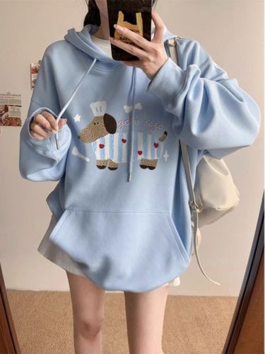 Fully matte and non-pilling imitation cotton Chinese cotton composite milk silk 310g silver fox velvet 400g hooded sweatshirt for women