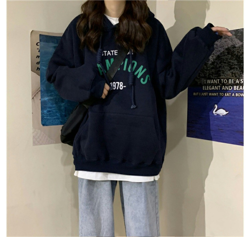 Thin hooded sweatshirt for women 2024 new autumn Korean style letter student versatile loose top jacket