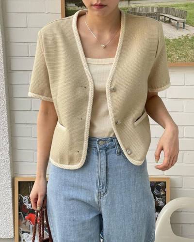 Single-breasted summer simple solid color regular small style jacket