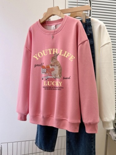 Actual shot of autumn thin sweatshirt for women plus size