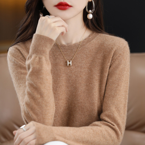 Soft and fluffy casual floral edge round neck women's new stylish 2024 autumn and winter sweater long sleeve knit top loose