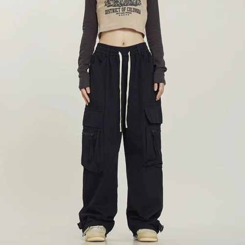 Official photo Cavalry slant American high street loose wide-leg red overalls street dance pants floor-length trousers