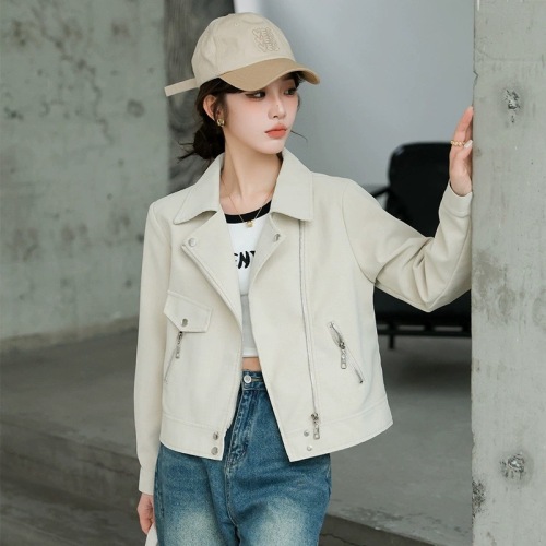 Fashionable temperament leather jacket women's short style 2024 spring and autumn new Korean style versatile loose leather jacket top trend