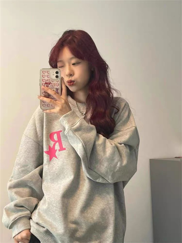 Official picture R star retro star round neck sweatshirt American fashion brand ins trend versatile loose pullover top