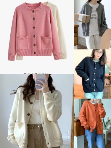 Korean version of chinch cardigan women's sweater jacket 2024 new spring and autumn outer sweater top loose and thick