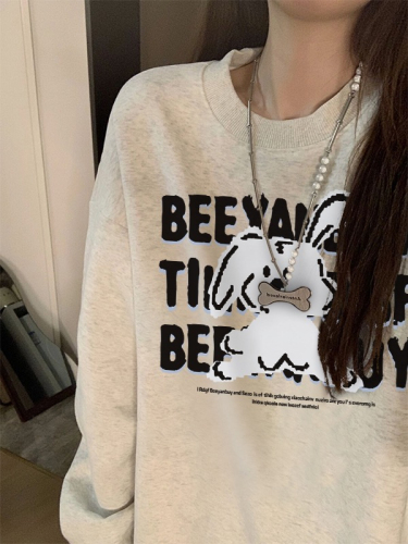 Official picture Korean version of cartoon rabbit print loose college style casual fashion pullover autumn and winter sweatshirt for women