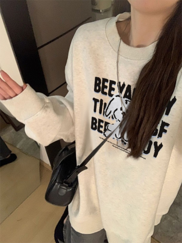 Official picture Korean version of cartoon rabbit print loose college style casual fashion pullover autumn and winter sweatshirt for women