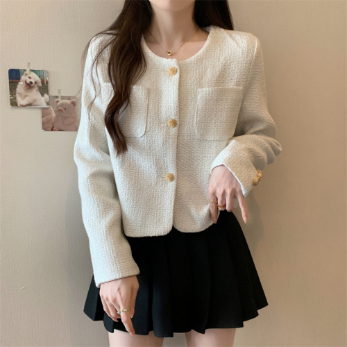 Actual shot of small fragrant style jacket for women, short design, niche, high-end, temperament tweed top