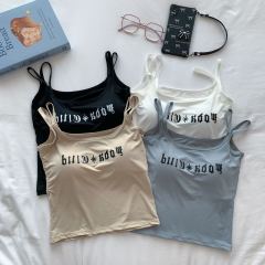 2024 new sling with sexy underwear inside, hot girl wearing small vest without wearing bra, beautiful back top