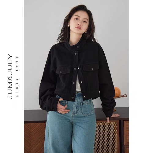 American Retro Workwear Jacket Women's Small Short Jacket 2024 Autumn New Short Top