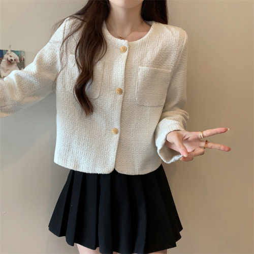 Actual shot of small fragrant style jacket for women, short design, niche, high-end, temperament tweed top