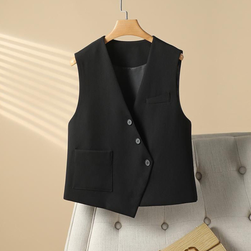 Quality Inspection Officer Picture Irregular Small Suit Vest Women's Short Fashion Casual Loose Versatile Stacked Vest Small Vest