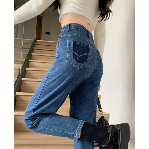 Real shot of new autumn large size jeans for fat mm women, high-waisted daddy pants, slim, loose, slightly fat, harem pants for women