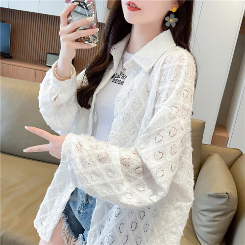 Real shot of sun protection clothing, sun protection clothing, mid-length shirt, thin jacket, versatile foreign style short-sleeved T-shirt for women