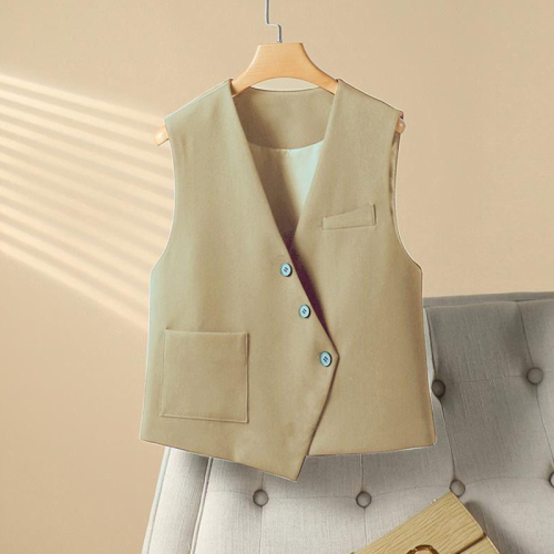 Quality Inspection Officer Picture Irregular Small Suit Vest Women's Short Fashion Casual Loose Versatile Stacked Vest Small Vest