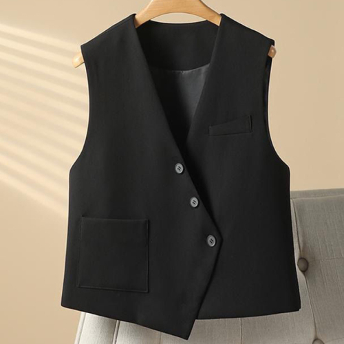 Quality Inspection Officer Picture Irregular Small Suit Vest Women's Short Fashion Casual Loose Versatile Stacked Vest Small Vest